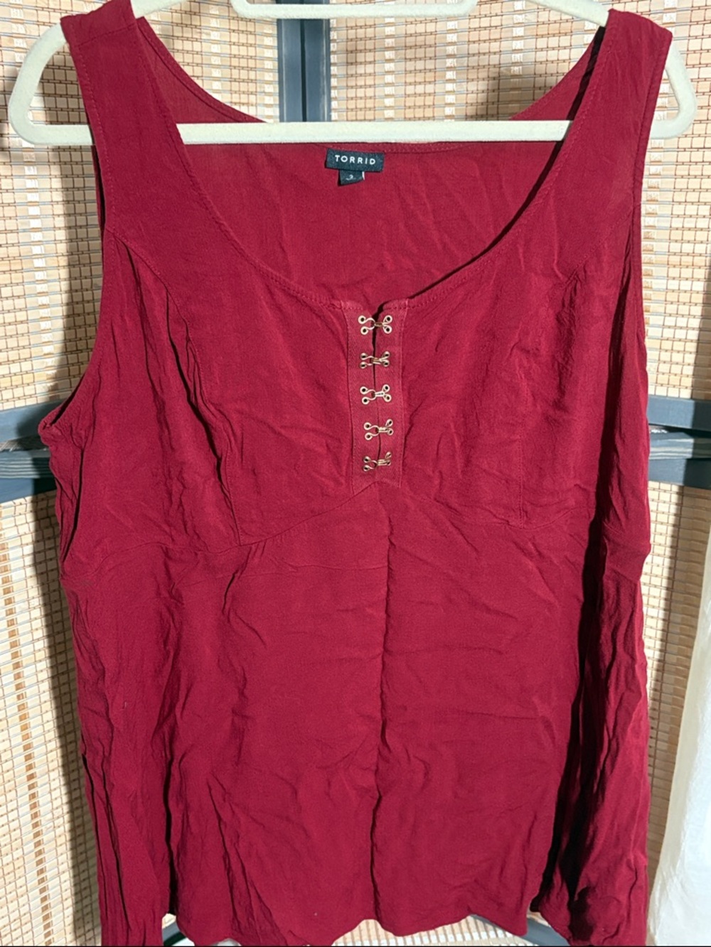 torrid Deep Red Sleeveless Hook-Front Tank